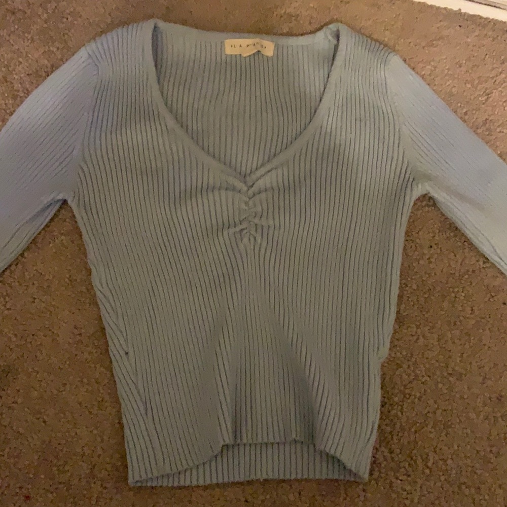 PacSun cropped top ribbed long sleeve tight v neck